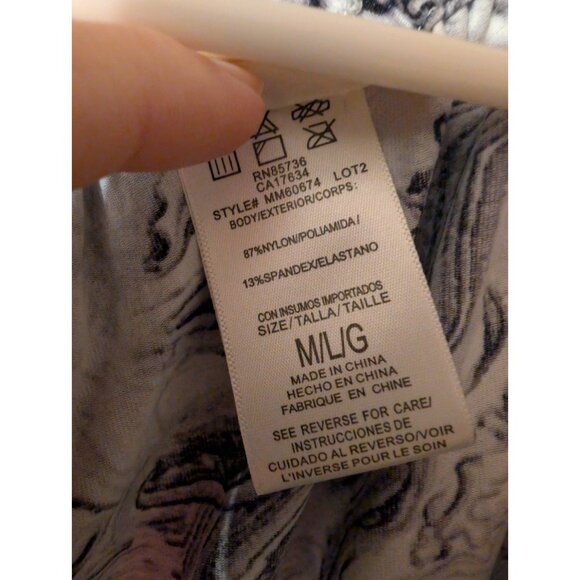 MICHAEL Michael Kors Swim Cover Up Tunic M/L Black White Marble Dolman Sleeve - Picture 4 of 5